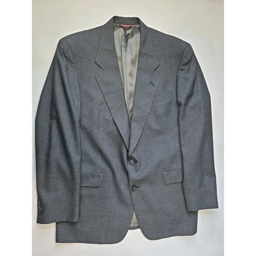 Hart Schaffner Marx Mens Wool Sports Coat 42L Gray Made in USA 2 Button V703